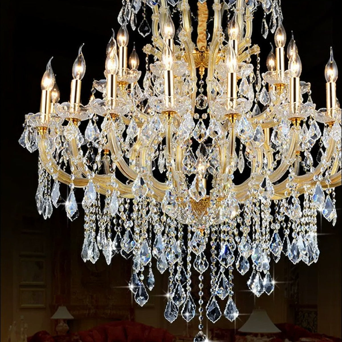 AM0773 — European Grand Hall Crystal Stainless Steel Chandelier for Living Rooms & Dining Rooms