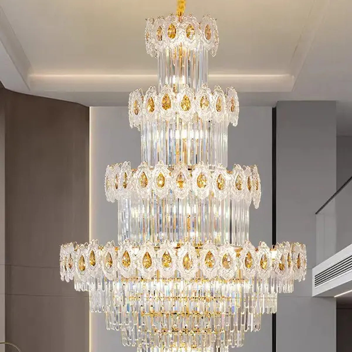AM0645 — Light Luxury Spiral Staircase Crystal Chandelier for Living Rooms