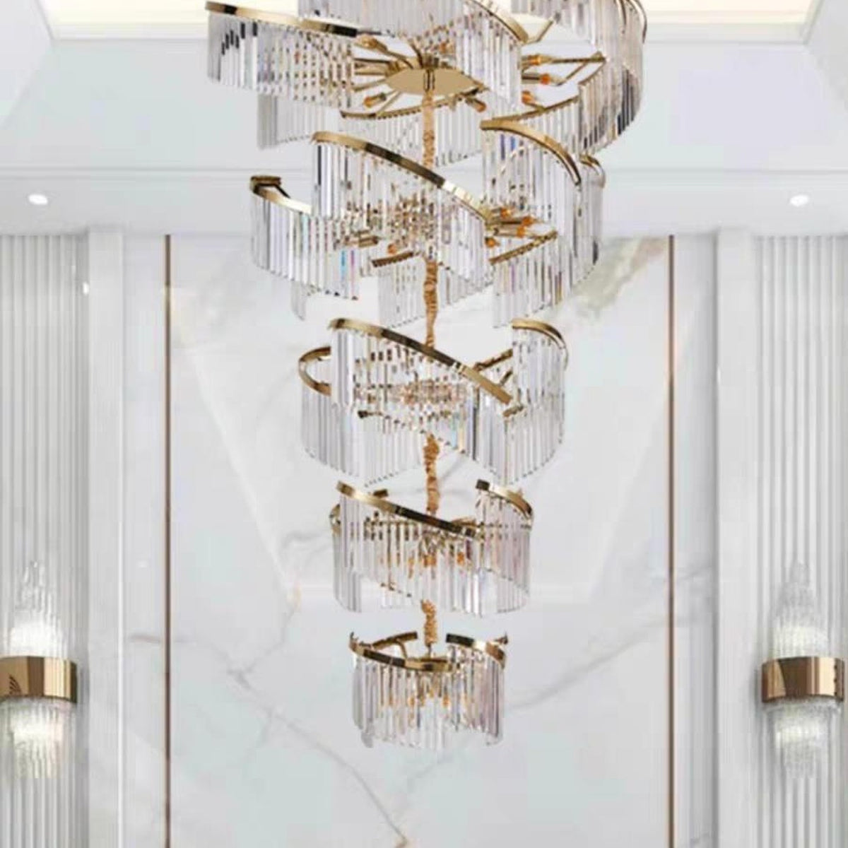 AM0703 — Modern Luxury Stairwell Crystal Chandelier for Living Rooms
