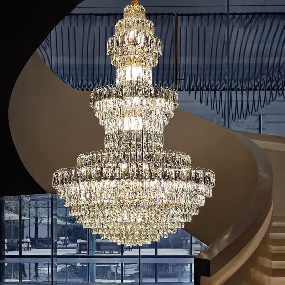 AM0529 — Postmodern Stairwell Crystal Chandelier for Living Rooms