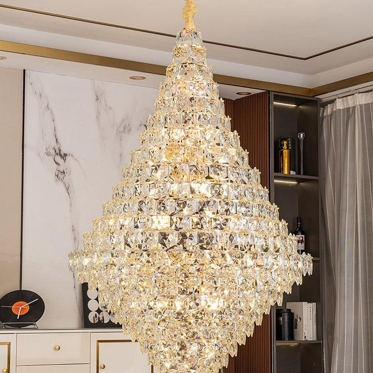 AM0554 — Light Luxury Spiral Staircase Crystal Chandelier for Living Rooms