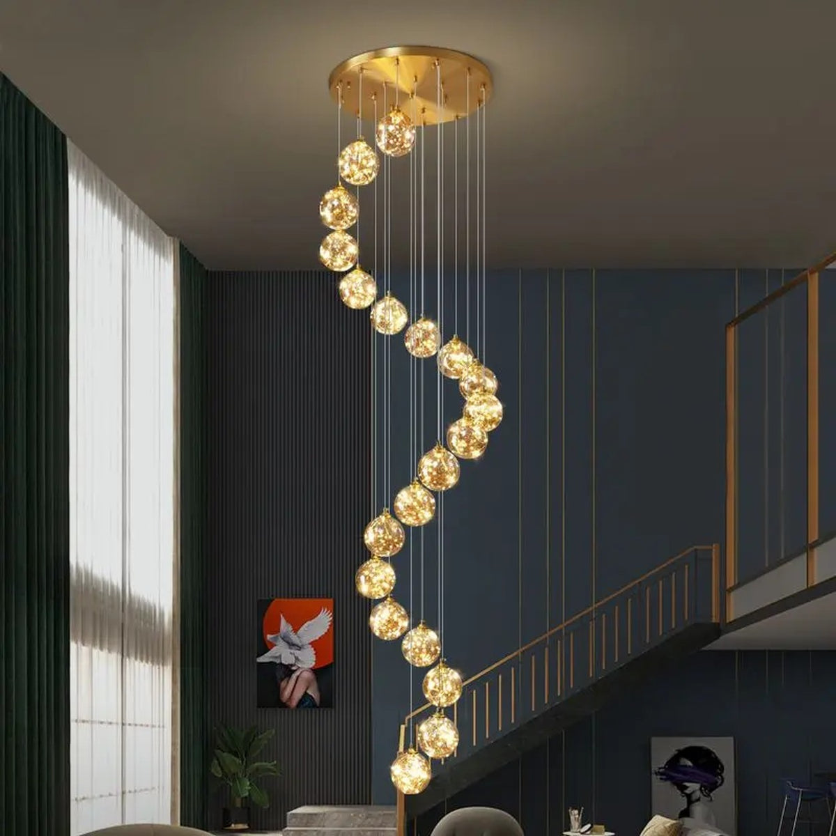AM0576 — Modern Minimalist Stairwell Chandelier for Living Rooms