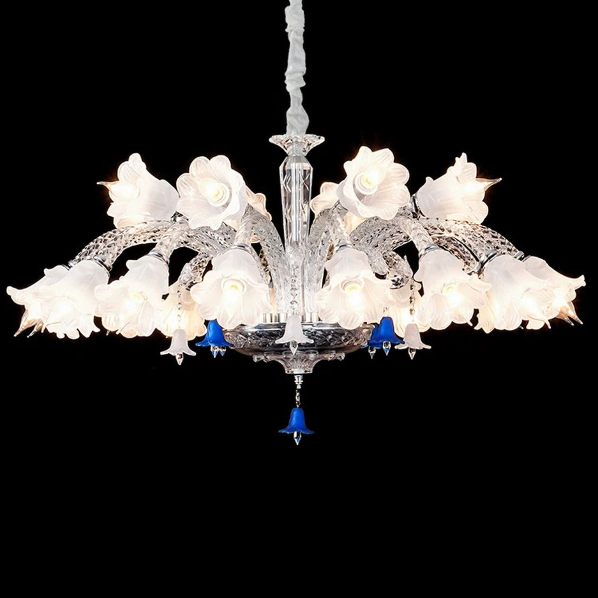 AM0841 — French Cream Crystal American Stainless Steel Chandelier for Living Rooms & Dining Rooms