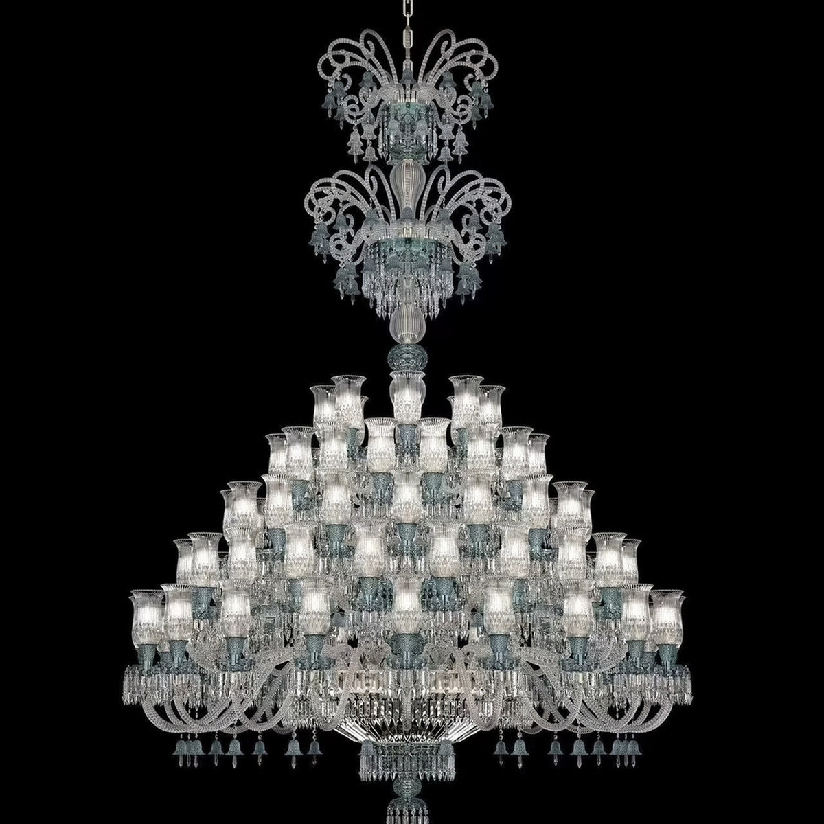 AM0853 — French Stairwell Duplex Glass Chandelier for Hotels & Ballrooms