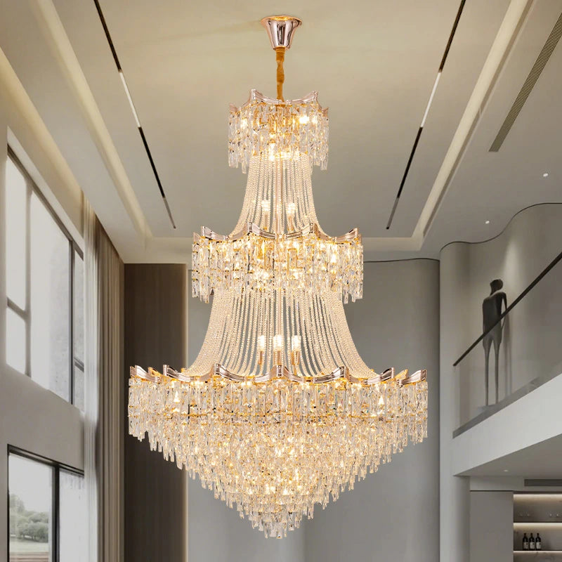 AM0001 · Modern Stairwell Crystal Chandelier for Double-Height Spaces · 6 Configurations — AM0001, view 6