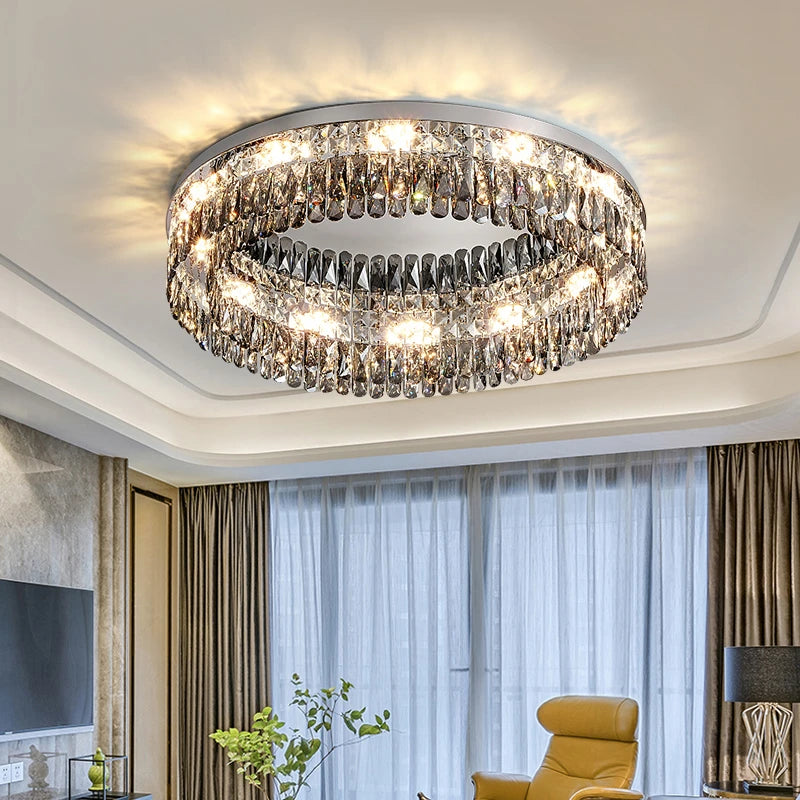 AM0111 · Modern Minimalist Round Crystal Flush Mount Ceiling Light for Bedrooms — AM0111, view 6