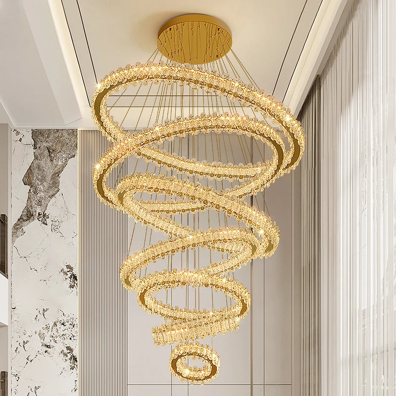 AM0130 · Modern Minimalist Stairwell Ring Composition Crystal Chandelier — AM0130, view 6