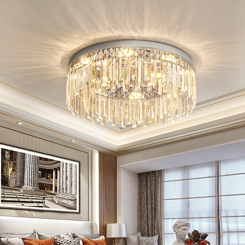 AM0097 · Modern Minimalist Crystal Flush Mount Round Ceiling Light for Bedrooms — AM0097, view 6