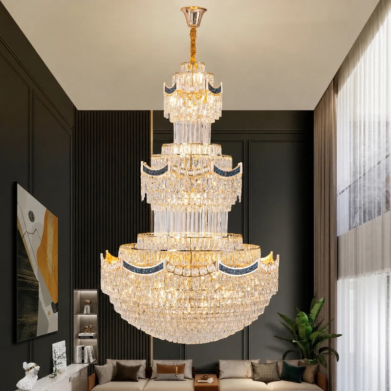 AM0002 · Postmodern Stairwell Crystal Chandelier for Double-Height Spaces · 6 Configurations — AM0002, view 6