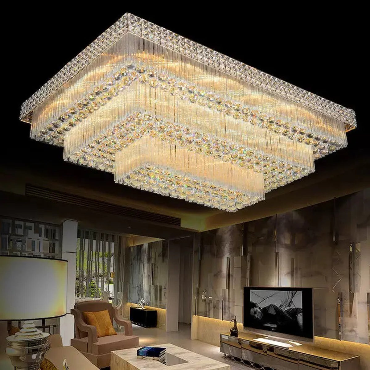 AM0516 — Grand Crystal Ceiling Light for Living Rooms