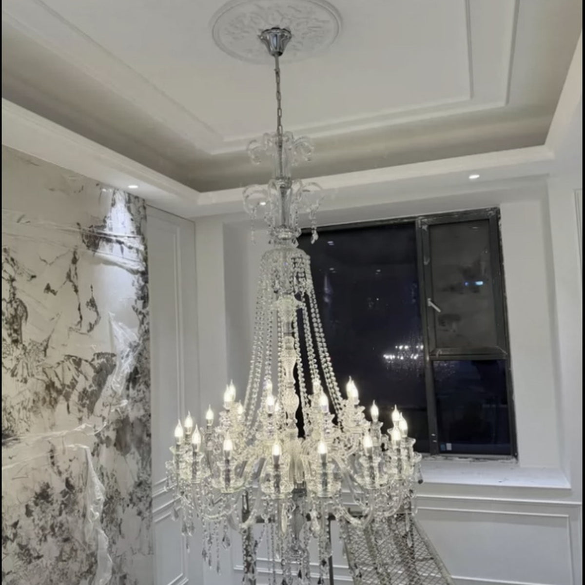 AM0863 — European Stairwell Stainless Steel Chandelier for Loft Spaces & Duplex Spaces