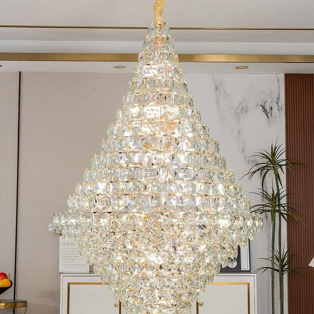 AM0554 — Light Luxury Spiral Staircase Crystal Chandelier for Living Rooms
