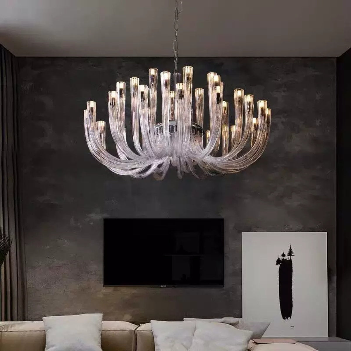 AM0768 — Modern Minimalist Candle Crystal Glass Chandelier for Kitchens
