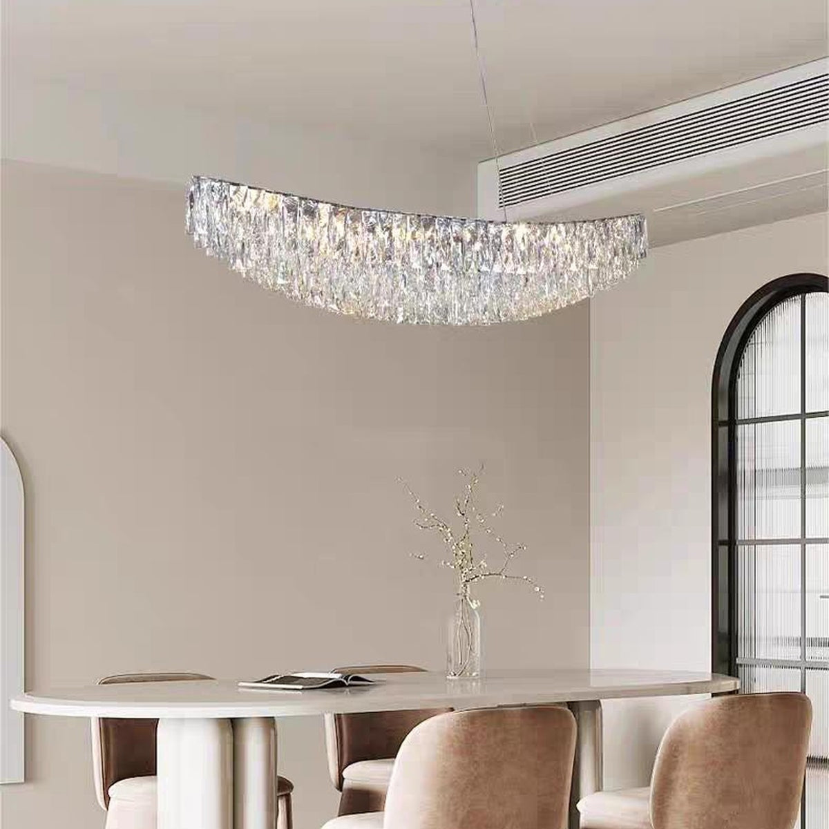 AM0503 — Light Luxury Linear Crystal Chandelier for Dining Rooms