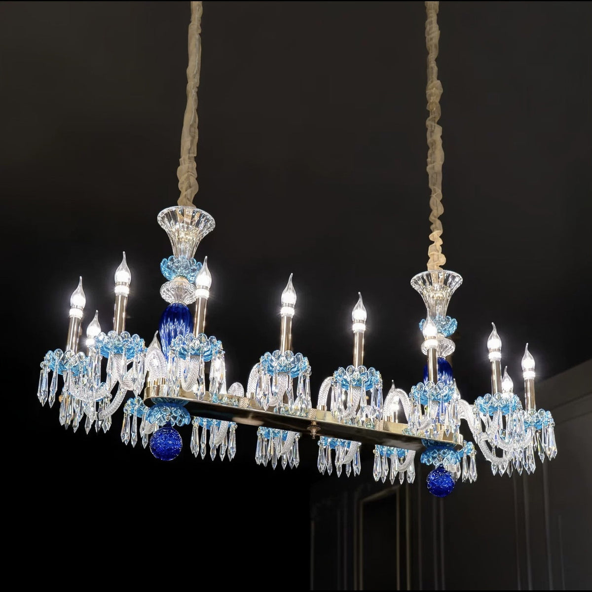 AM0831 — European Rectangular French Crystal Chandelier for Dining Rooms