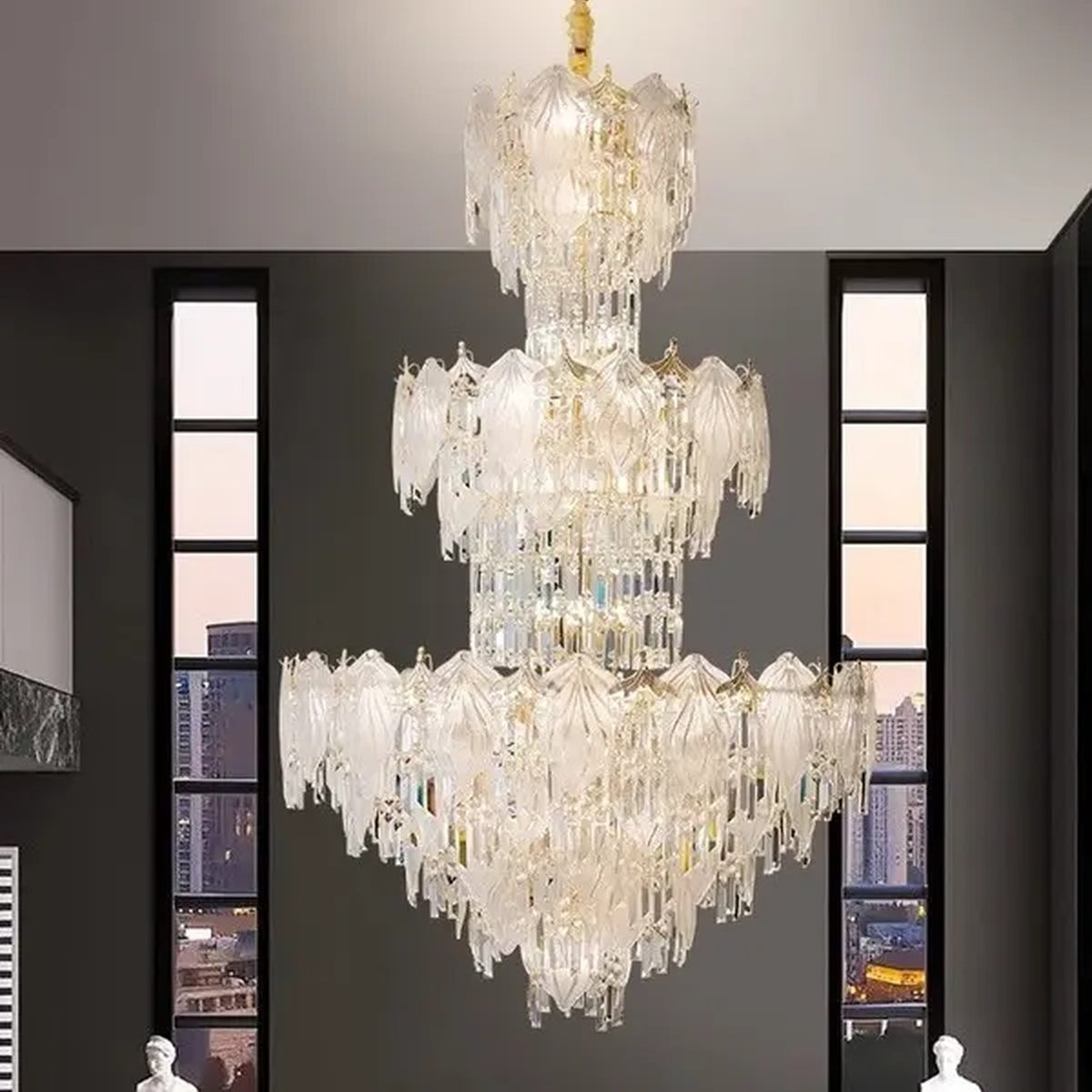 AM0535 — Light Luxury Linear Crystal Chandelier for Living Rooms