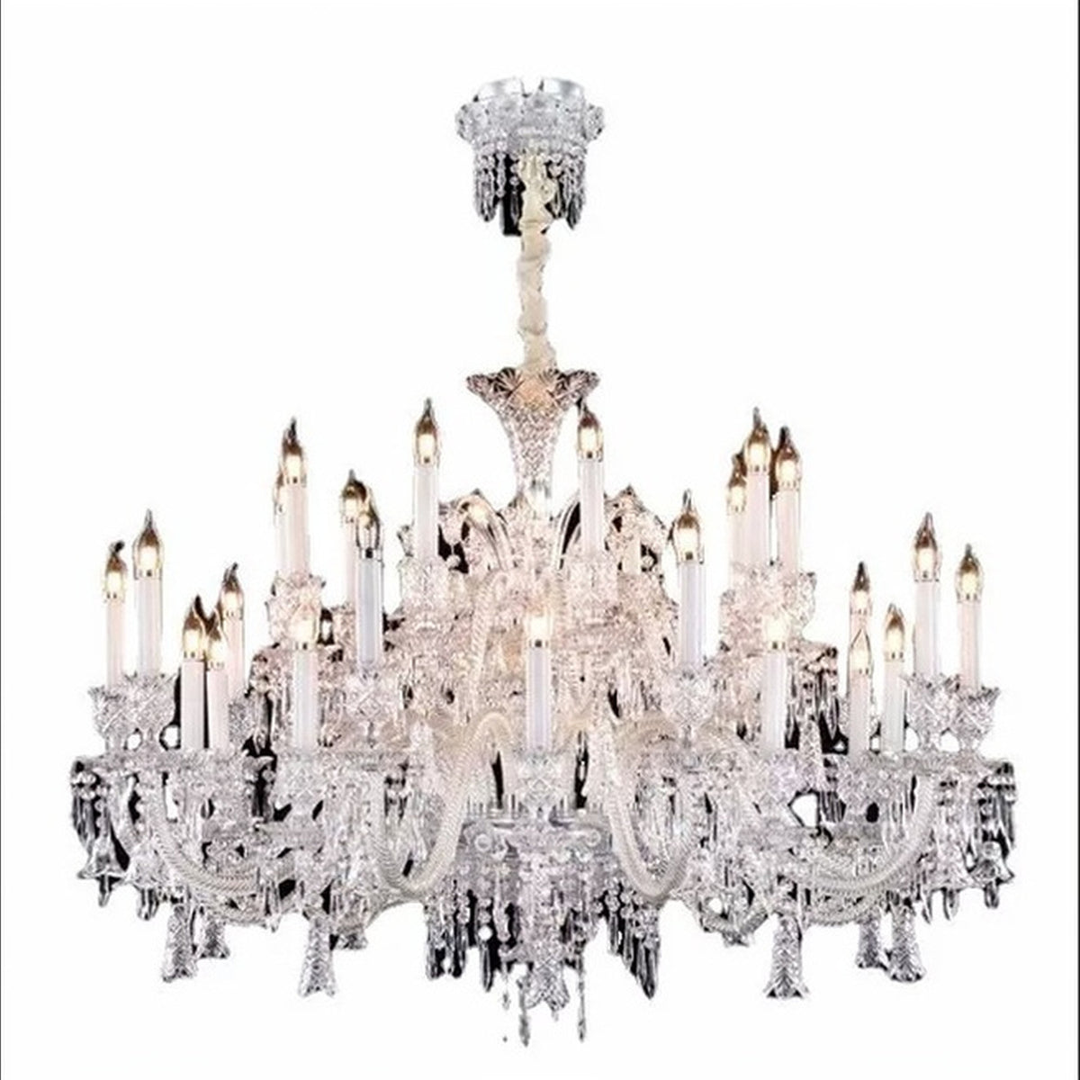 AM0782 — European Candle Crystal Stainless Steel Chandelier for Studies