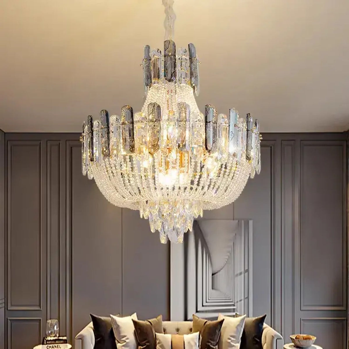 AM0597 — Light Luxury Stairwell Crystal Chandelier for Living Rooms