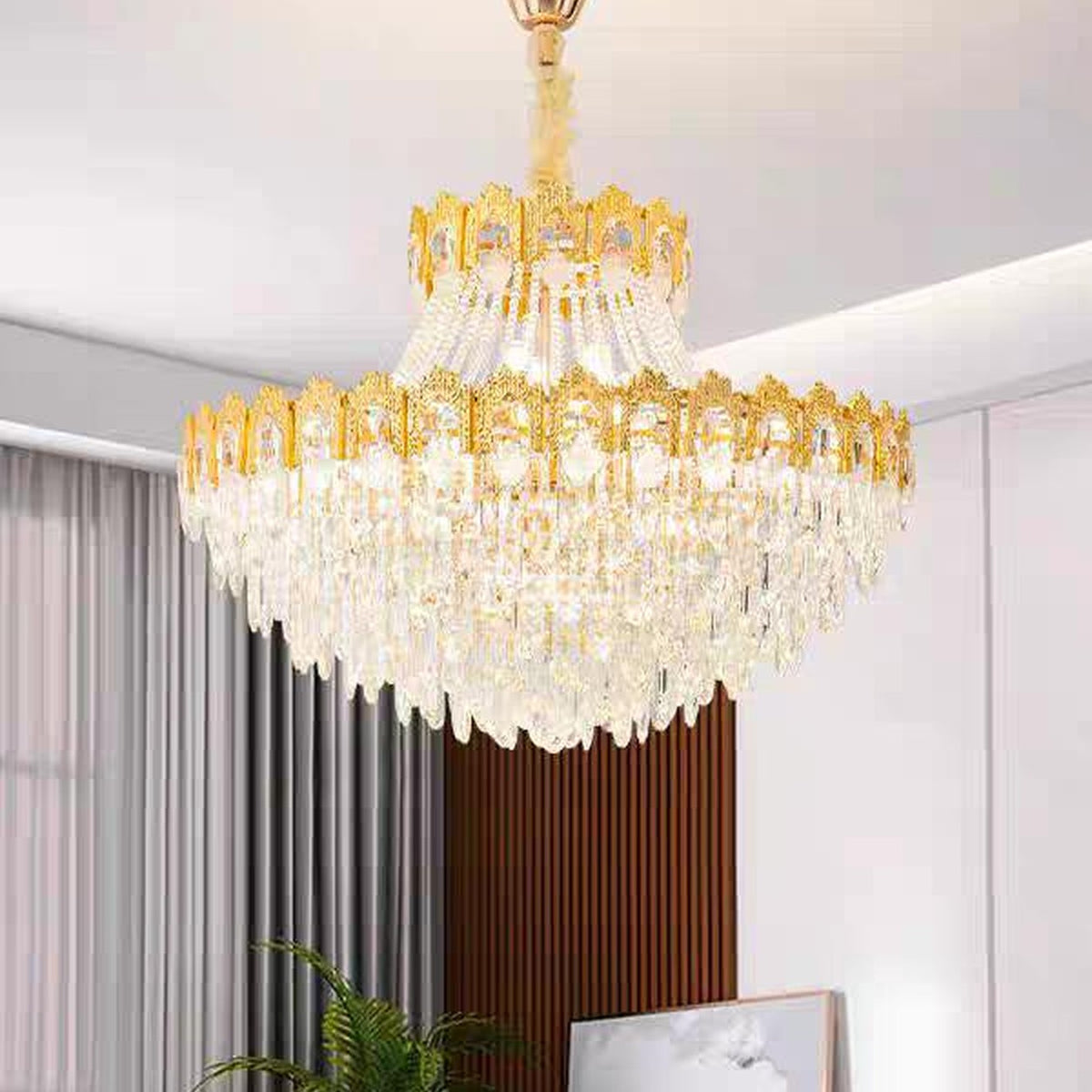 AM0549 — Light Luxury Stairwell Crystal Chandelier for Living Rooms