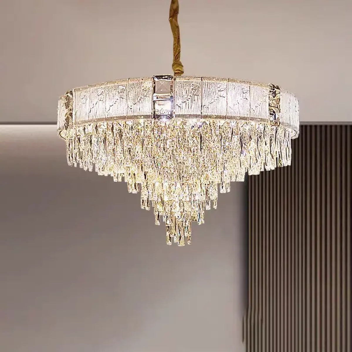 AM0559 — Light Luxury Round Crystal Chandelier for Living Rooms