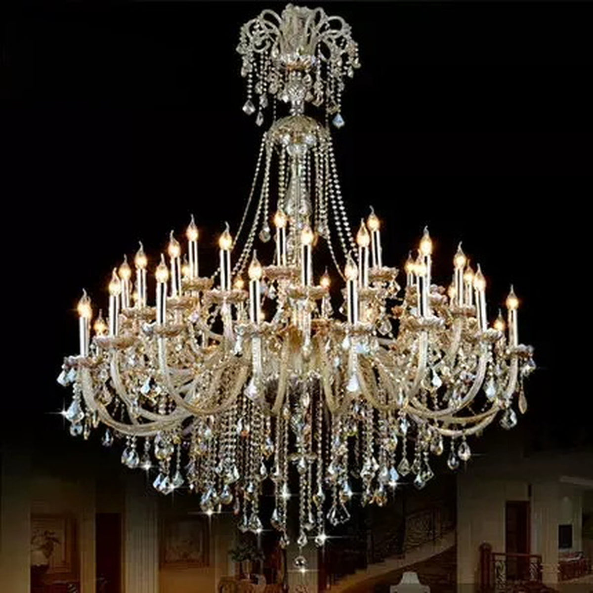 AM0780 — European Crystal Chandelier for Duplex Spaces & Stairwells
