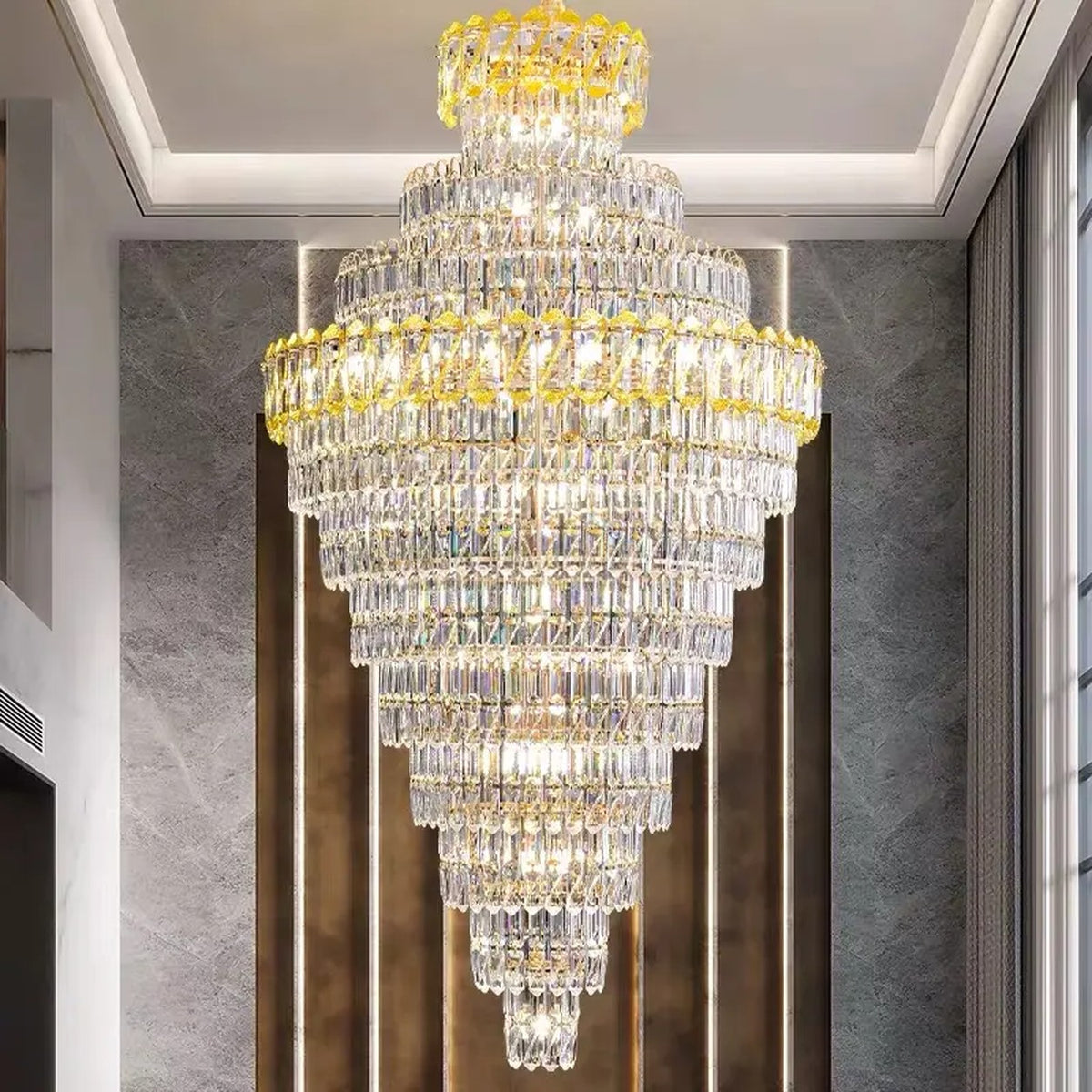 AM0584 — Light Luxury Stairwell Crystal Chandelier for Living Rooms