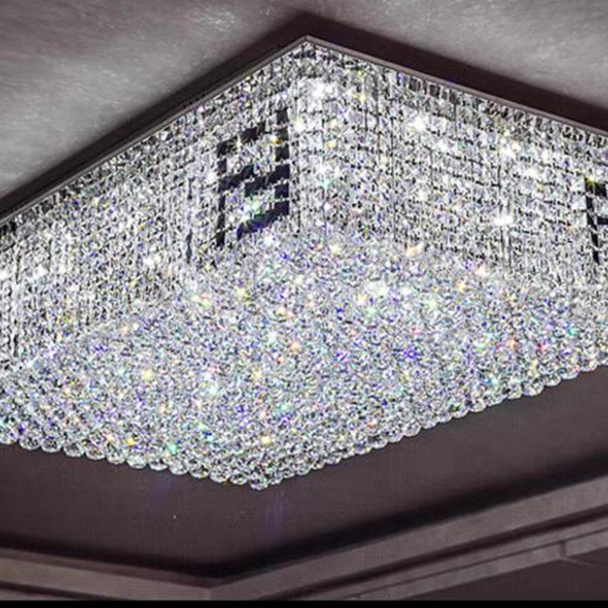 AM0704 — Modern Luxury Square Crystal Ceiling Light for Living Rooms