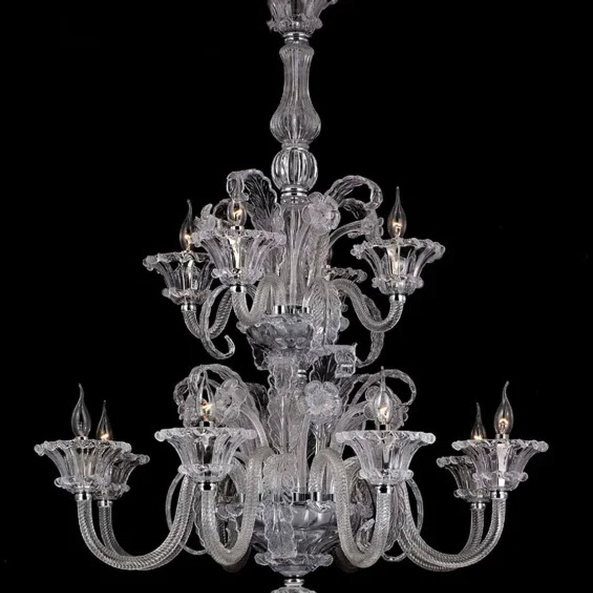 AM0856 — French Cream Glass Chandelier for Hotels & Ballrooms
