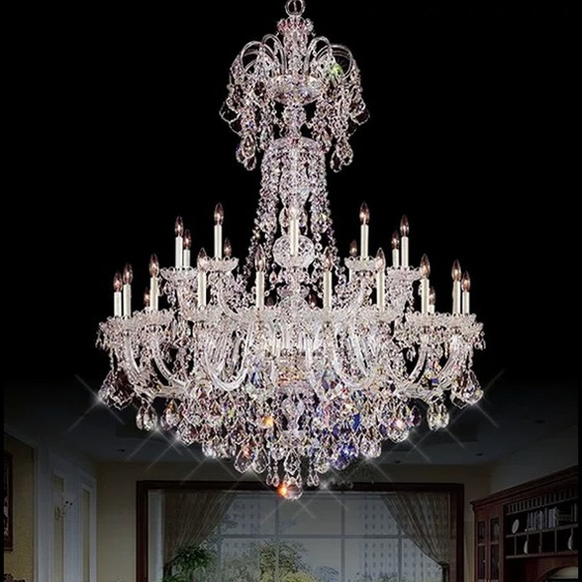 AM0728 — European Candle Duplex Crystal Chandelier for Offices