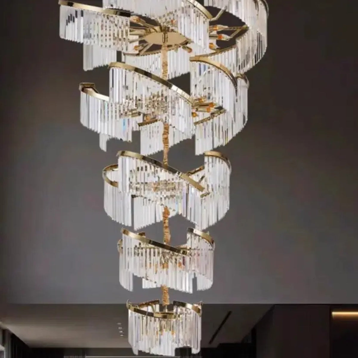 AM0703 — Modern Luxury Stairwell Crystal Chandelier for Living Rooms