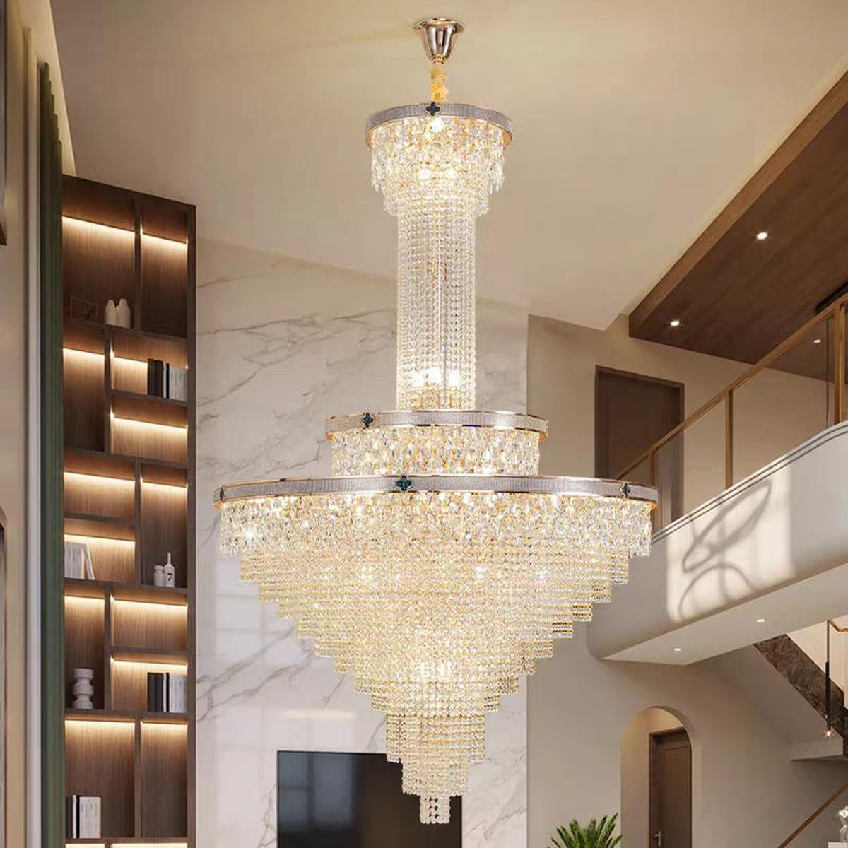 AM0680 — Light Luxury Spiral Staircase Crystal Chandelier for Stairwells