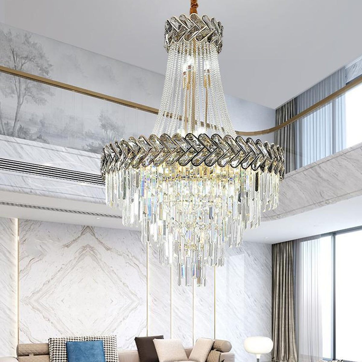 AM0696 — Light Luxury Stairwell Crystal Chandelier for Living Rooms