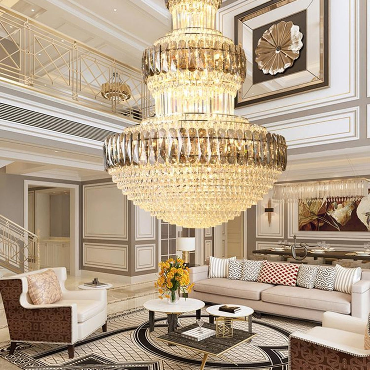AM0625 — Light Luxury Round Crystal Chandelier for Living Rooms