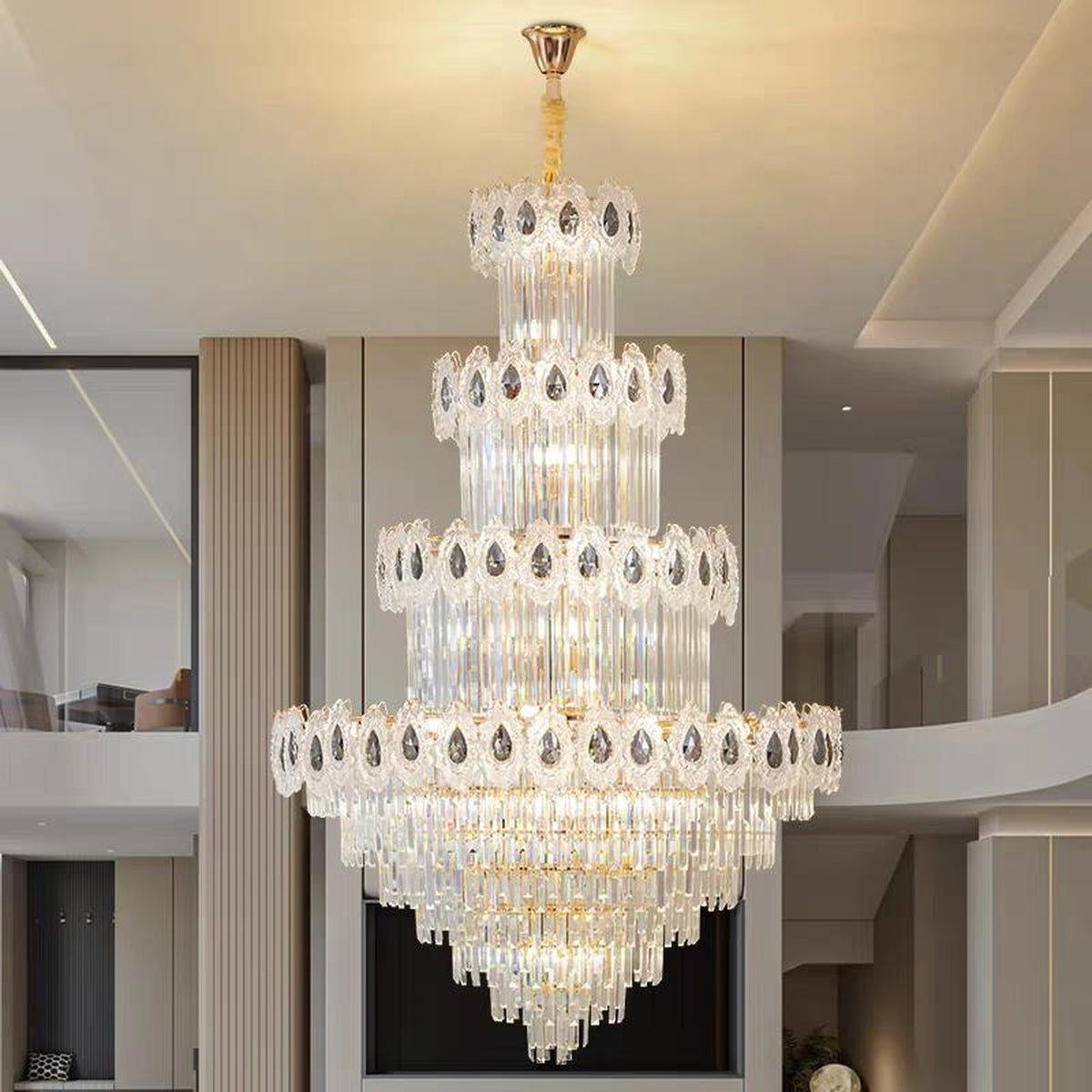 AM0645 — Light Luxury Spiral Staircase Crystal Chandelier for Living Rooms