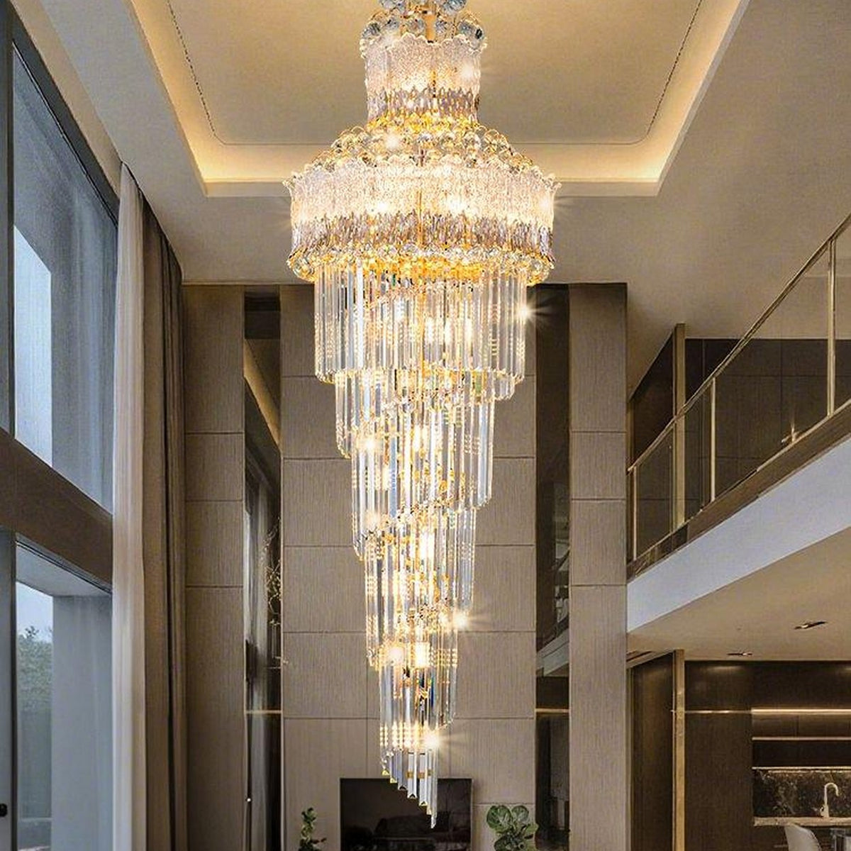 AM0685 — Modern Minimalist Stairwell Crystal Chandelier for Living Rooms