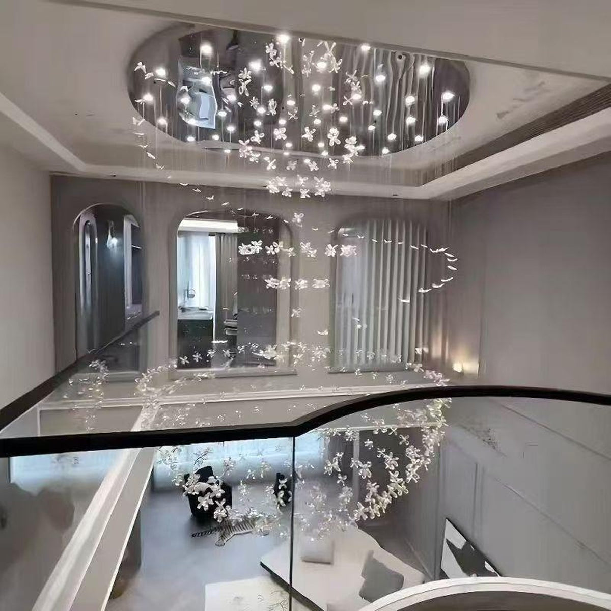AM0513 — Light Luxury Stairwell Crystal Chandelier for Living Rooms