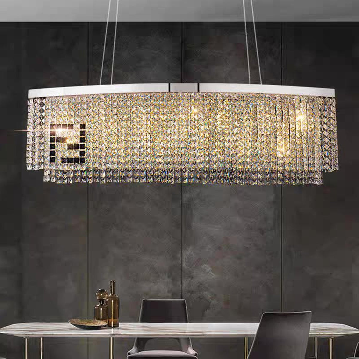 AM0683 — Light Luxury Square Crystal Chandelier for Living Rooms