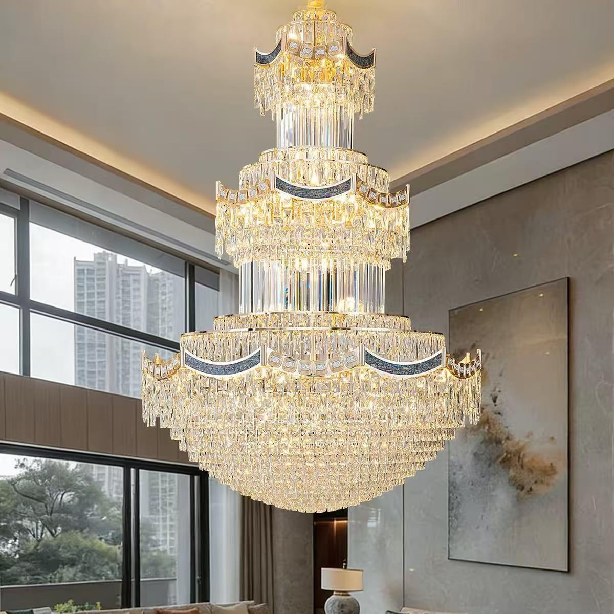 AM0582 — Light Luxury Crystal Chandelier for Living Rooms