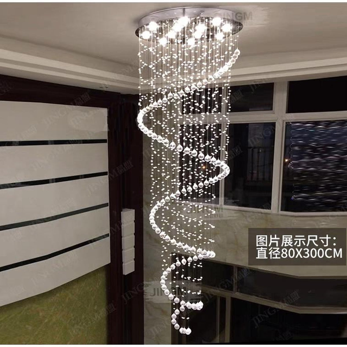 AM0496 — Spiral Staircase Crystal Chandelier for Stairwells
