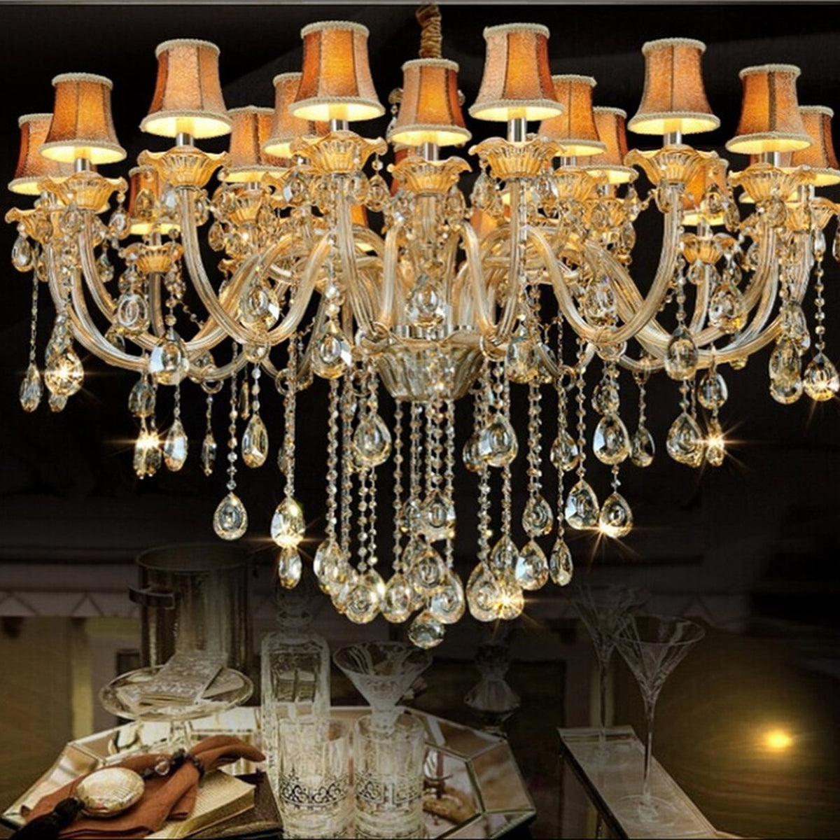AM0778 — European Candle Crystal Chandelier for Retail Spaces & Gym Spaces