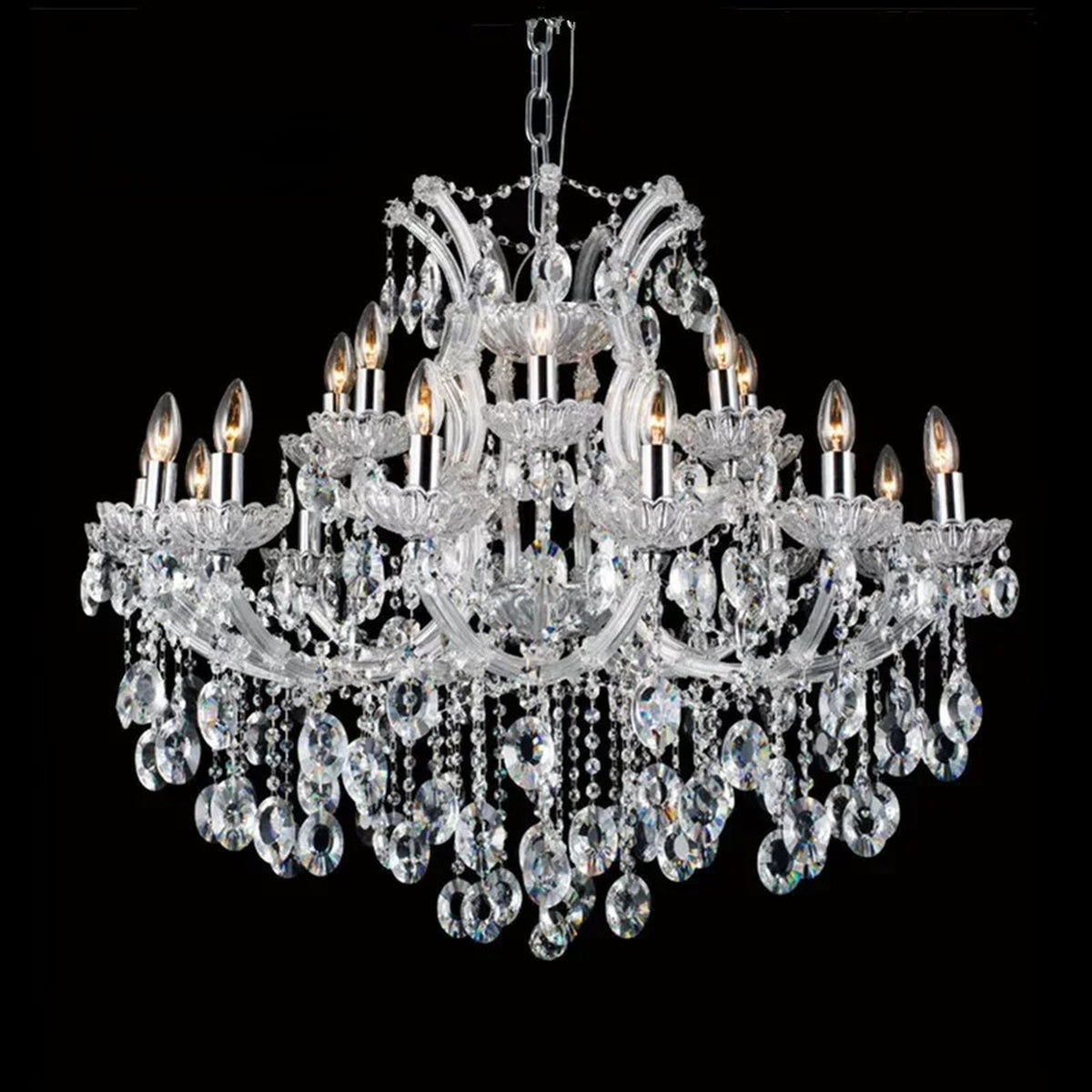 AM0852 — Modern Luxury Crystal Stainless Steel Chandelier for Duplex Spaces & Stairwells