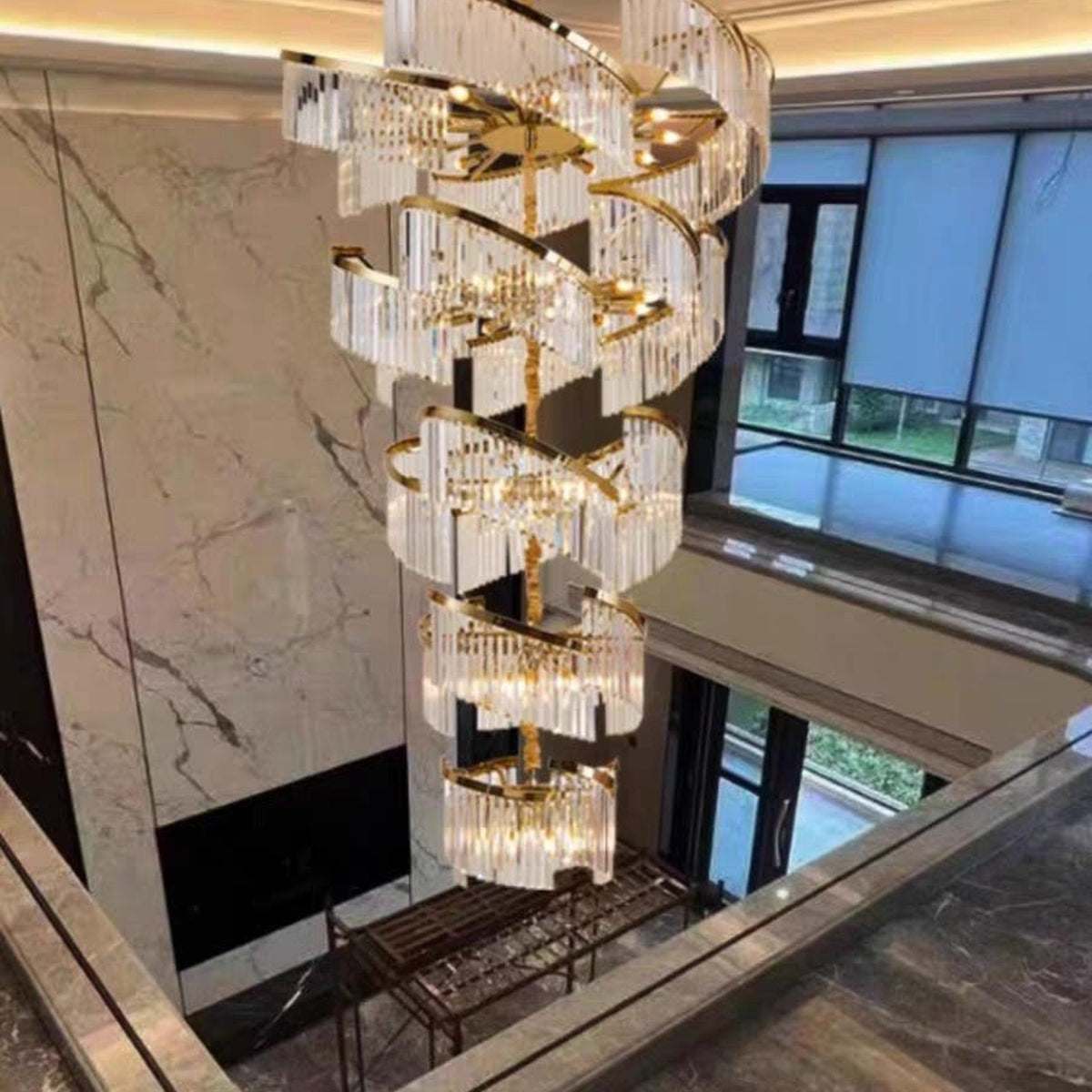 AM0703 — Modern Luxury Stairwell Crystal Chandelier for Living Rooms