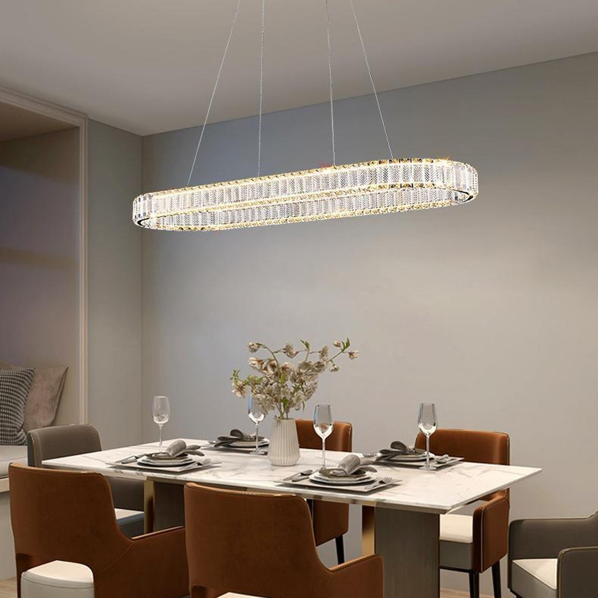 AM0511 — Modern Minimalist Ring K9 Crystal Chandelier for Living Rooms
