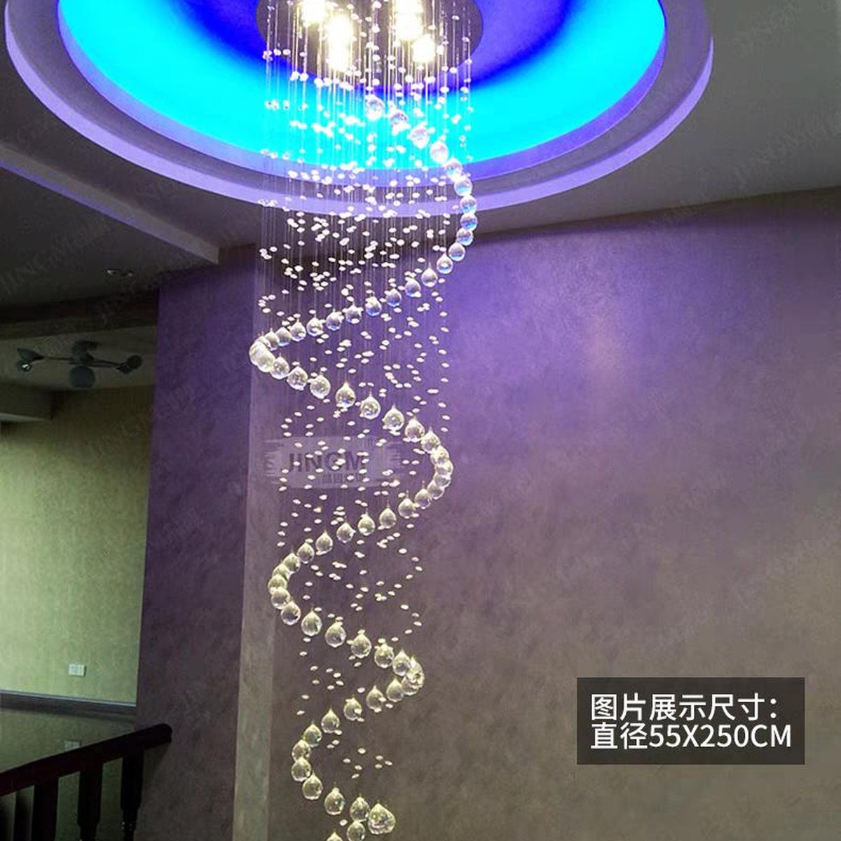 AM0496 — Spiral Staircase Crystal Chandelier for Stairwells