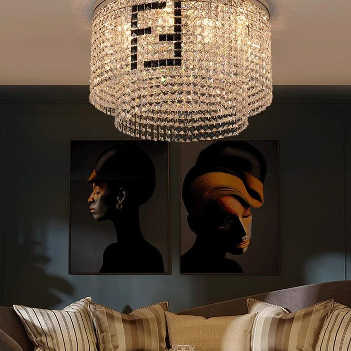 AM0683 — Light Luxury Square Crystal Chandelier for Living Rooms