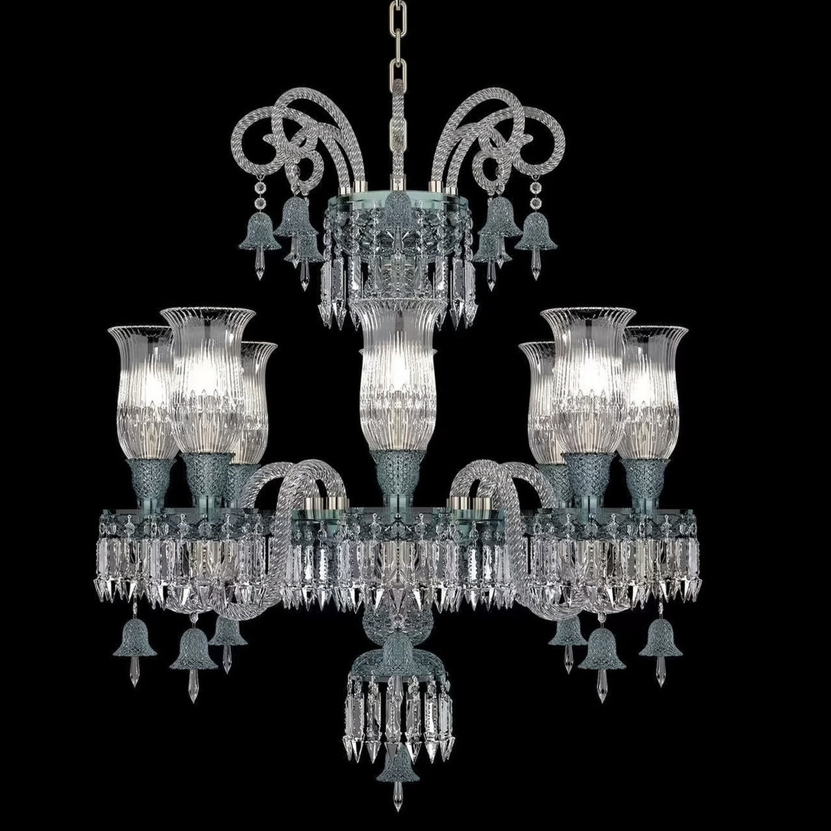 AM0853 — French Stairwell Duplex Glass Chandelier for Hotels & Ballrooms