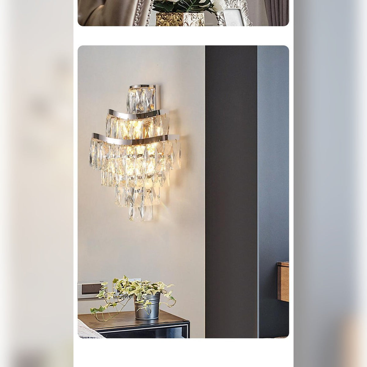 AM0482 — Postmodern Stairwell K9 Crystal Wall Light for Living Rooms