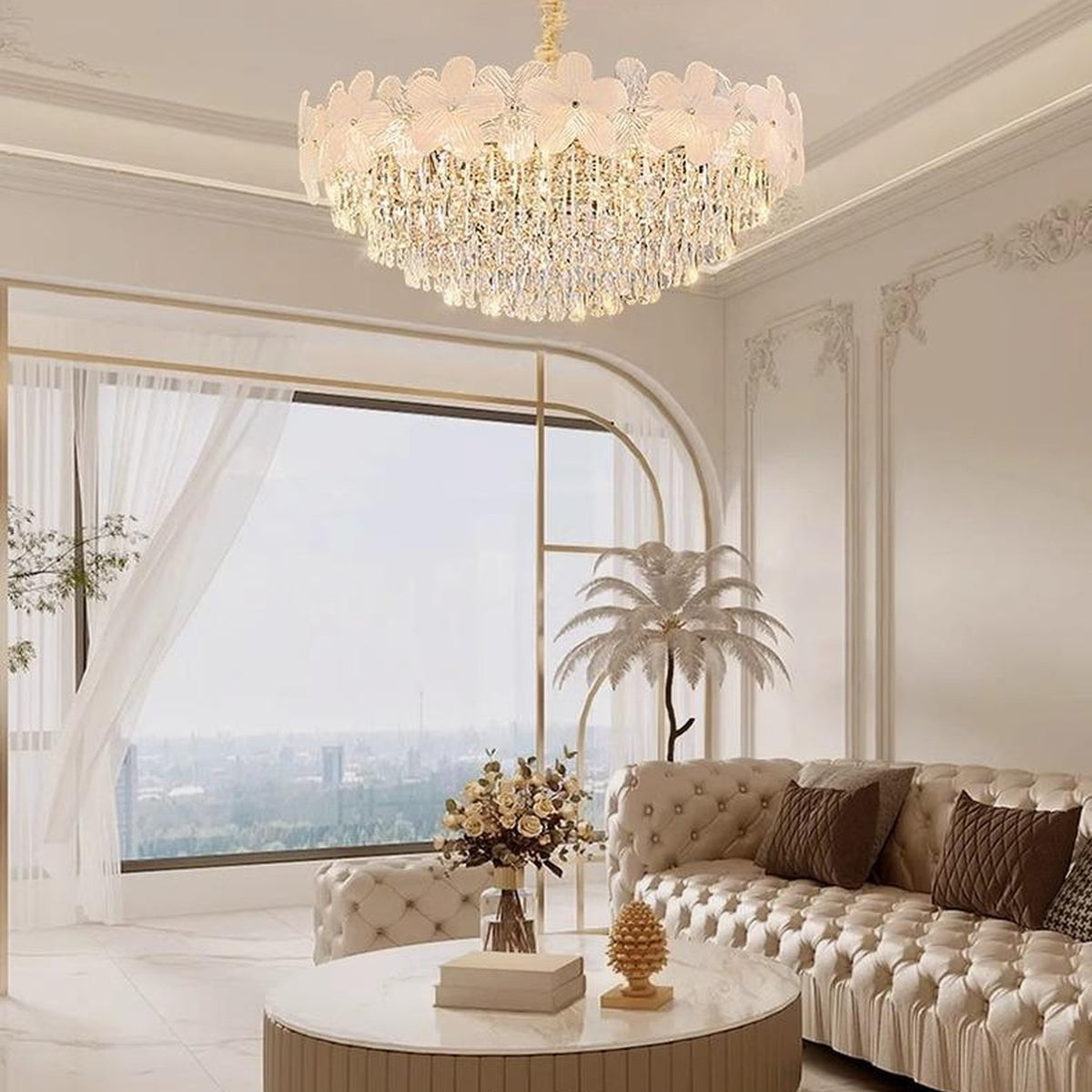 AM0484 — Modern Luxury Floral Crystal Chandelier for Living Rooms