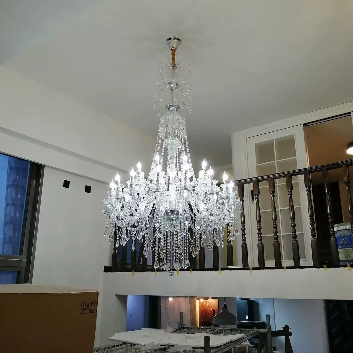 AM0863 — European Stairwell Stainless Steel Chandelier for Loft Spaces & Duplex Spaces