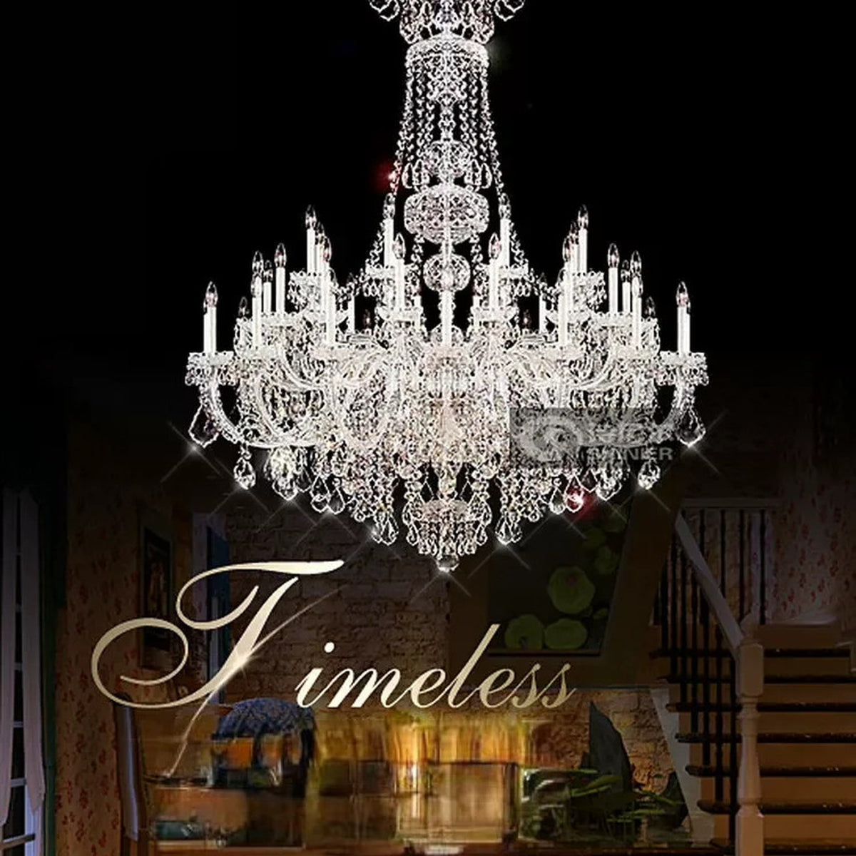 AM0734 — European Crystal Chandelier for Duplex Spaces & Stairwells
